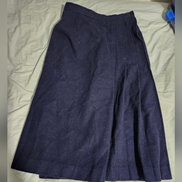 Navy Wool Wrap Skirt - Picture 1 of 2